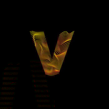 V letter wavy line. V letter with motion wave. Alphabet logo with colorful twisted lines. Creative vector illustration with zebra, sea, print and wavy pattern lines.