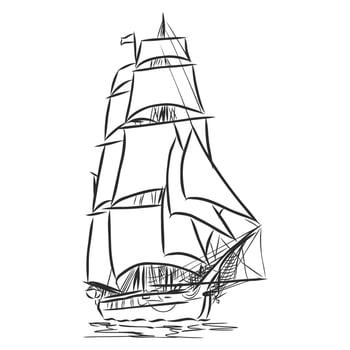 sailing ship vector sketch