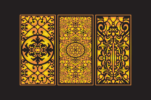 Decorative Die Cut Floral Seamless Abstract Pattern Laser Cut Panels Gold Template vector