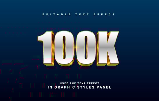 Gold 100K celebration text effect template vector