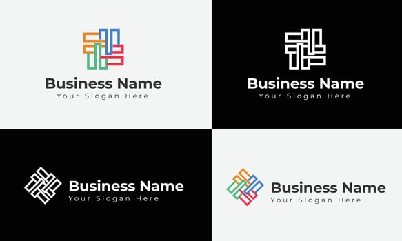 Business Education Services abstract logo, colorful iconic logo for your company, Abstract logo multicolored squares, logo for cryptocurrency and blockchain industry vector