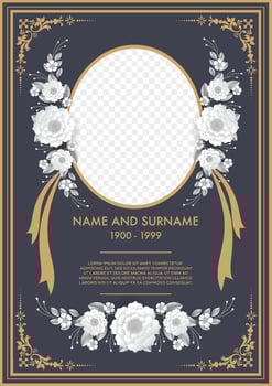 Funeral card templates with flowers paper cut vector