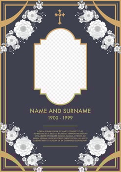 Funeral card templates with flowers paper cut vector