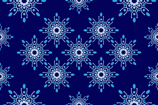 Seamless geometric flowers pattern. Abstract floral background design template. Blue monochrome stylish graphic design. Tileable vintage ornament. vector