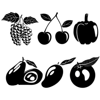 fruit vector black and white color suitable for symbols