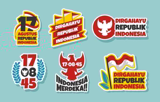 Hari Kemerdekaan Indonesia Sticker Set vector
