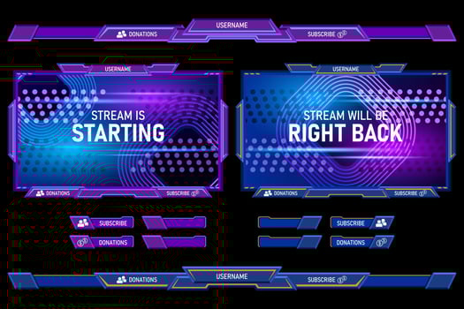 Set futuristic stream overlay geometric frames template vector
