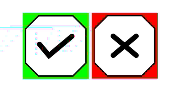 Checkmark and X icon in trendy flat style. Yes No symbol vector