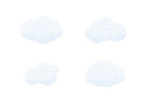 set of cartoon cloud vectors isolated on white background