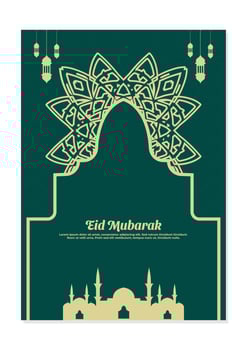 Muslim festival eid mubarak flyer vector