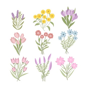 Wedding flower collection vector illustration