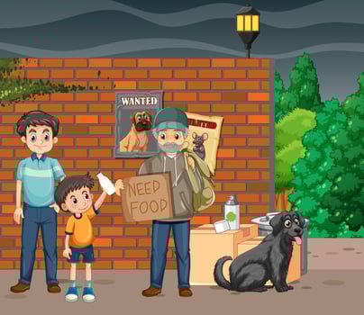 Homeless people in the city vector