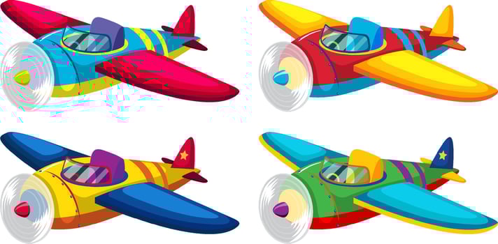 Cute colourful airplane set on white background vector