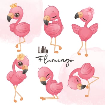 Adorable Little Flamingo Illustrations vector