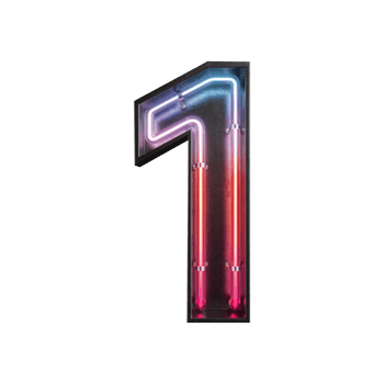 Number 1, Alphabet made from Neon Light png
