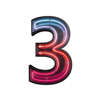 Number 3, Alphabet made from Neon Light png