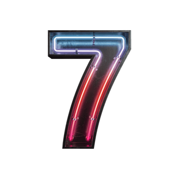 Number 7, Alphabet made from Neon Light png