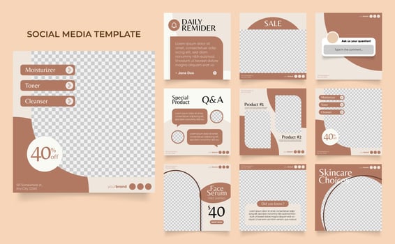 social media template banner beauty care cosmetic and spa sale promotion vector