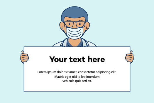 Doctor holds a banner - concept illustration vector