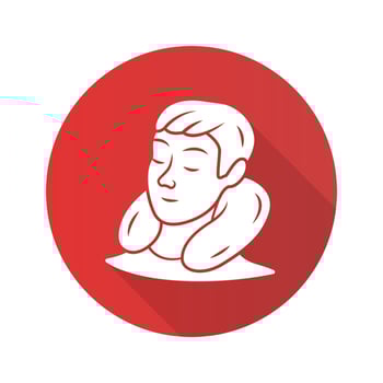 Travel neck pillow flat design long shadow glyph icon. Neck support. U pillow for rest. Journey, voyage comfort, relaxation. Travelling, trip equipment. Vector silhouette illustration