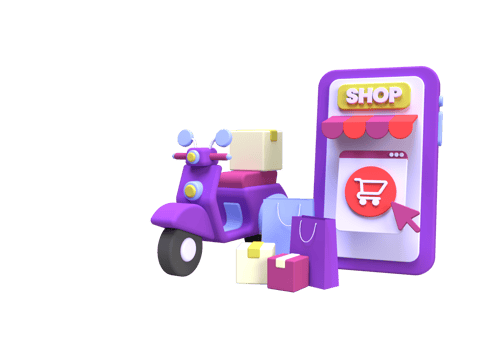Shopping online and delivery with scooter concept illustration for business idea concept background png