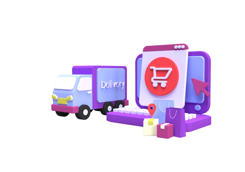 Shopping online and delivery with truck concept illustration for business idea concept background png