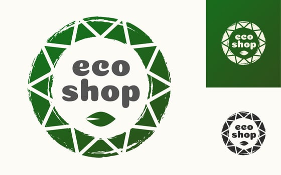 Vector eco shop logo with leaf