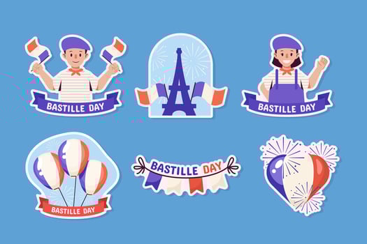 Bastille Day Sticker Collection vector