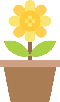 Flower Pot icon flat color vector illustration