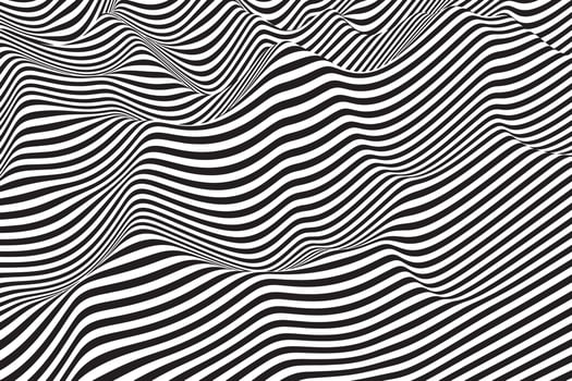 Black and white line wave background. Stylish smooth dynamic striped surface. Abstract smooth swirl pattern texture vector