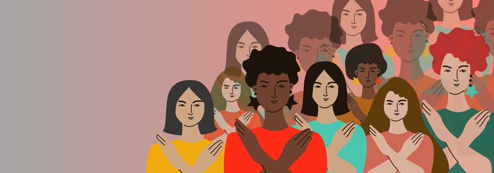 Break the bias. Women's Movement against discrimination.Womens day. Vector horizontal banner