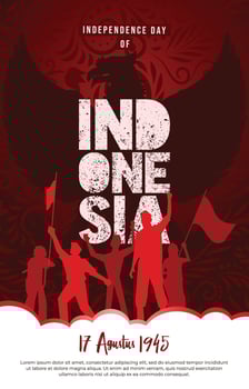 Red and White Indonesia Independance Day Poster with Garuda and Batik vector