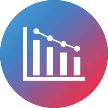 Decline Diagram Glyph Circle Gradient Background Icon vector