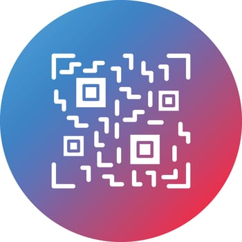 QR Code Glyph Circle Gradient Background Icon vector