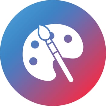 Paint Brush Pallete Glyph Circle Gradient Background Icon vector