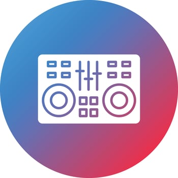 DJ Mixer Glyph Circle Gradient Background Icon vector