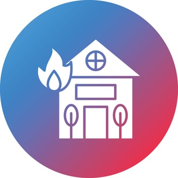 House Fire Glyph Circle Gradient Background Icon vector