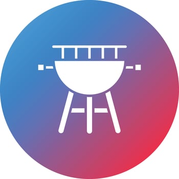 BBQ Grill Glyph Circle Gradient Background Icon vector