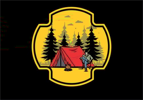 Relax in front of the tent illustration vector