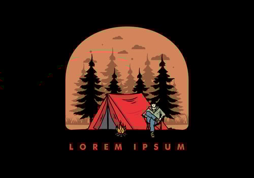 Relax in front of the tent illustration vector