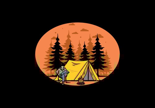 Relax in front of the tent illustration vector