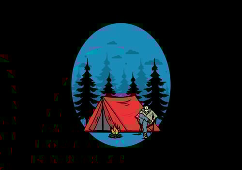Relax in front of the tent illustration vector