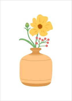 Flower in vase, simple flat design vector illustration