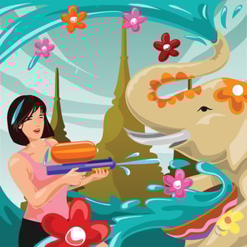 Enjoying Songkran Festival vector