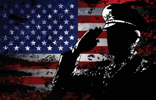 Grunge US Memorial Day with Officer Pay Respect to National Flag vector