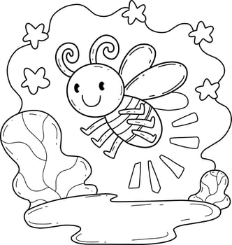animals coloring book alphabet. Isolated on white background. Vector cartoon fireflies.