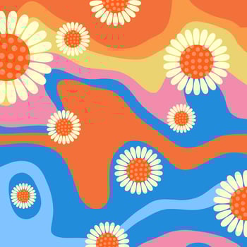 Sixties Floral Liquid Retro Lines vector