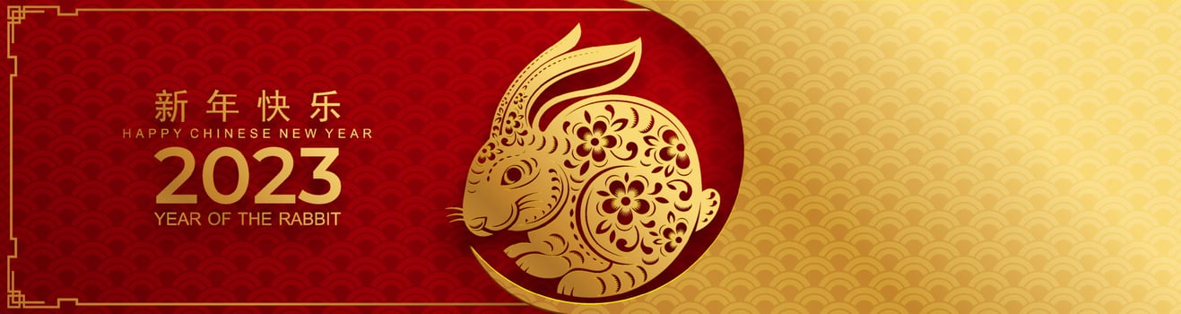 Happy chinese new year 2023 year of the rabbit vector