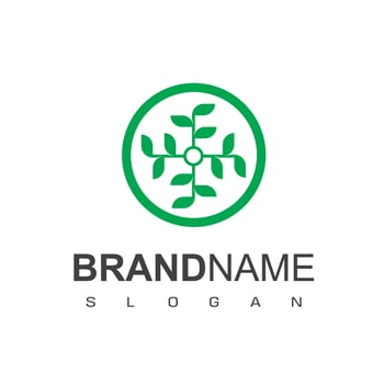 Circle Leaf Logo Design Template vector