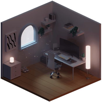 Work From Home, desk setup 3d Illustration png